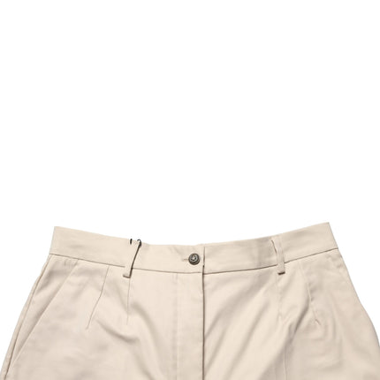 Dolce & Gabbana Beige Cotton Mid Waist Cropped Trouser Pants