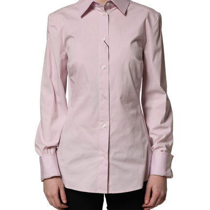 Dolce & Gabbana Pink Cotton Long Sleeves Collared Shirt Top