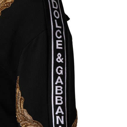 Dolce & Gabbana Black Embroidered Tassel Hooded Sweatshirt Sweater