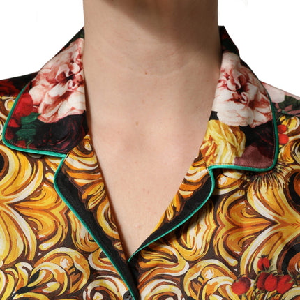 Dolce & Gabbana Multicolor Floral Long Sleeves Button Down Shirt Top