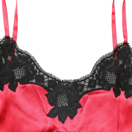 Dolce & Gabbana Red Silk Lace Trim Camisole Sleeveless Tank Top