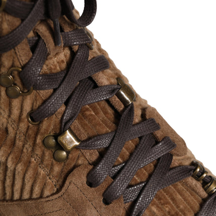 Dolce & Gabbana Brown Corduroy High Top Oxford Boots