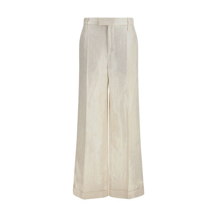 Brunello Cucinelli Beige Silk Casual Pants