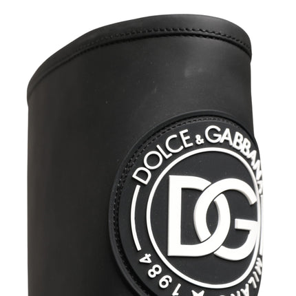 Dolce & Gabbana Black Rubberised Leather High Boots Shoes