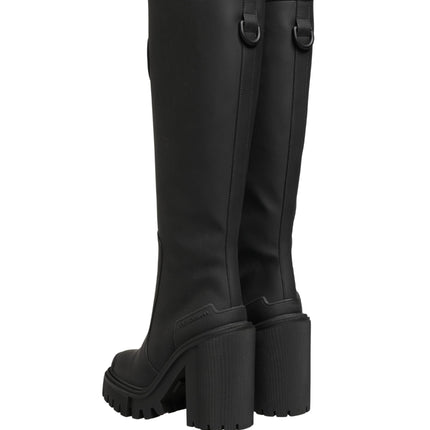 Dolce & Gabbana Black Rubberised Leather High Boots Shoes