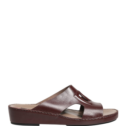 Dolce & Gabbana Maroon Leather Cutout DG Logo Sandals Shoes