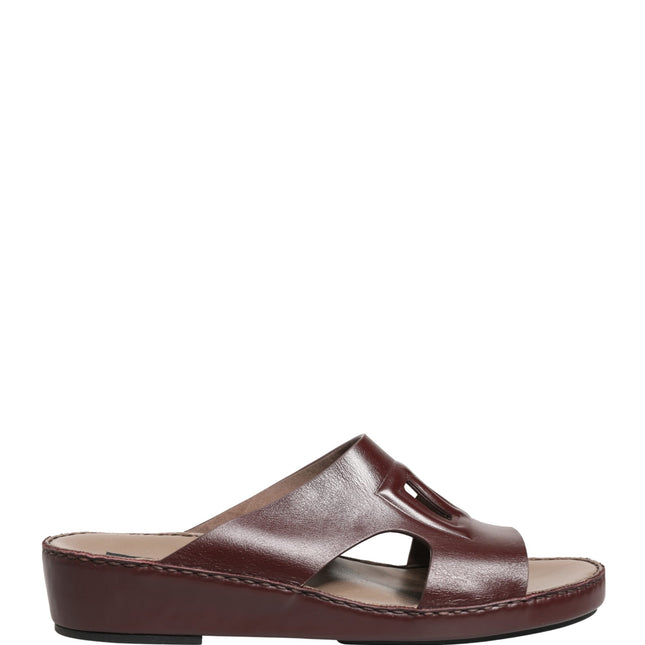 Dolce & Gabbana Maroon Leather Cutout DG Logo Sandals Shoes