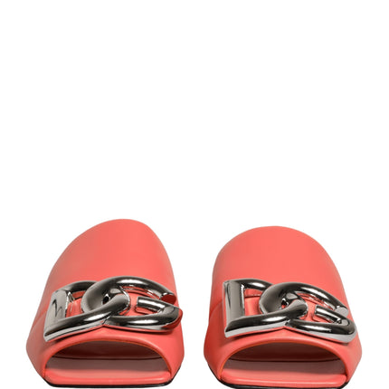 Dolce & Gabbana Orange DG Logo Leather Flats Sandals Shoes