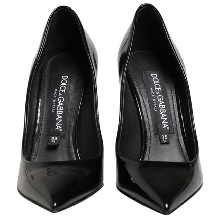 Dolce & Gabbana Black Calf Leather Stiletto Heels Pumps Shoes