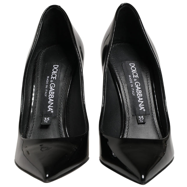Dolce & Gabbana Black Calf Leather Stiletto Heels Pumps Shoes