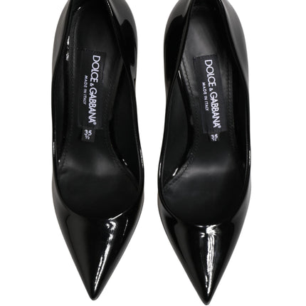 Dolce & Gabbana Black Calf Leather Stiletto Heels Pumps Shoes