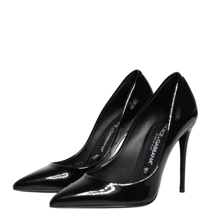 Dolce & Gabbana Black Calf Leather Stiletto Heels Pumps Shoes