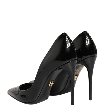 Dolce & Gabbana Black Calf Leather Stiletto Heels Pumps Shoes
