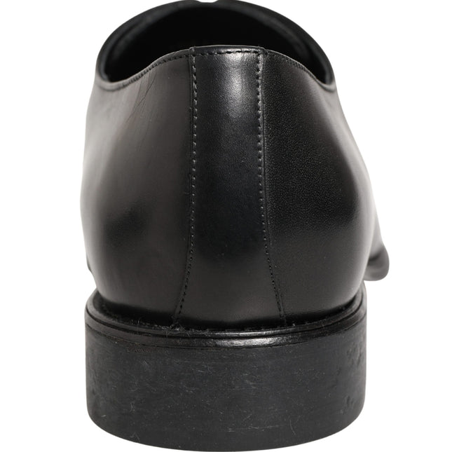 Dolce & Gabbana Black Calfskin Leather Derby Men Dress Shoes