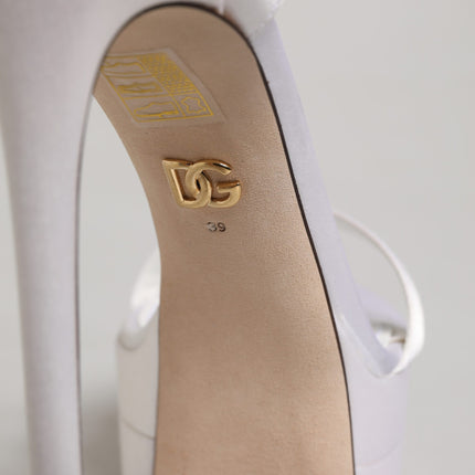 Dolce & Gabbana White Platform Ankle Strap Sandals Shoes