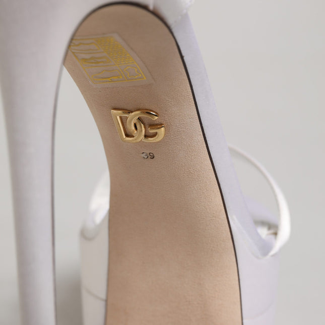 Dolce & Gabbana White Platform Ankle Strap Sandals Shoes