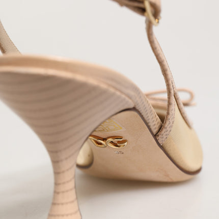 Dolce & Gabbana Beige Lori Mesh Leather Slingback Sandals Shoes