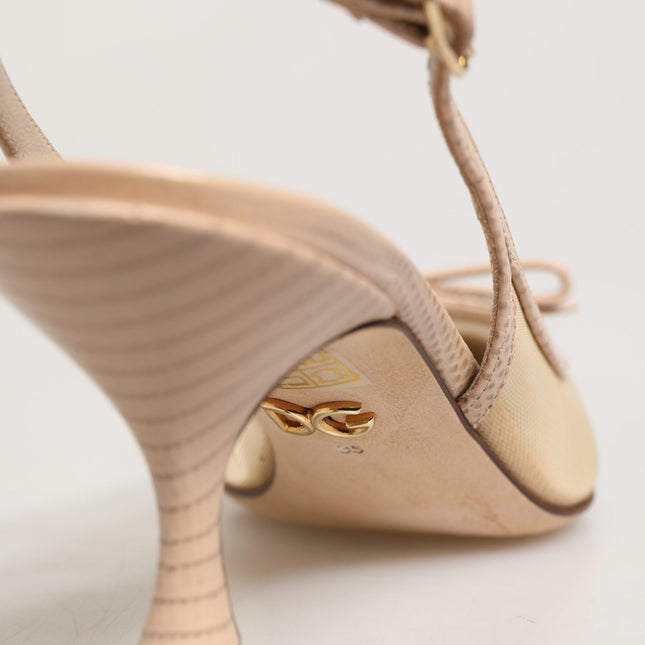 Dolce & Gabbana Beige Lori Mesh Leather Slingback Sandals Shoes