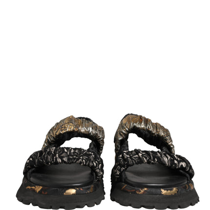 Dolce & Gabbana Black Ruching Detail Flats Men Sandals Shoes