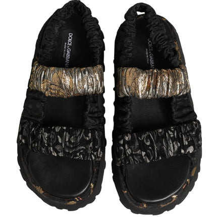 Dolce & Gabbana Black Ruching Detail Flats Men Sandals Shoes
