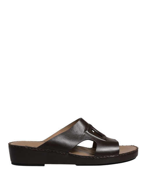 Dolce & Gabbana Brown Leather Cutout DG Logo Sandals Shoes