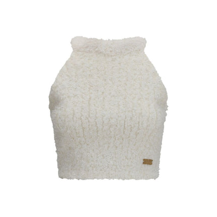 Balmain White Viscose Sleeveles T-Shirt