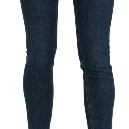 Dolce & Gabbana Blue Slim Fit Cropped Mid Waist Denim Jeans