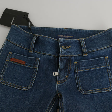 Dolce & Gabbana Blue Slim Fit Cropped Mid Waist Denim Jeans