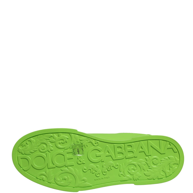 Dolce & Gabbana Green Leather Portofino Low Top Sneakers Shoes