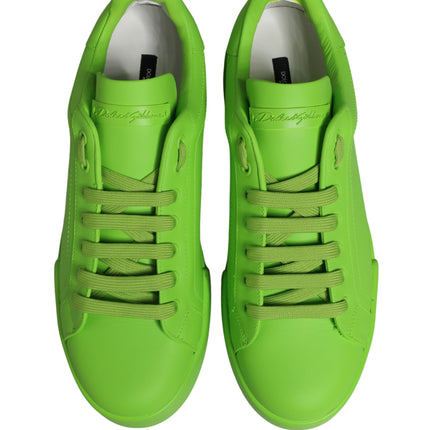 Dolce & Gabbana Green Leather Portofino Low Top Sneakers Shoes