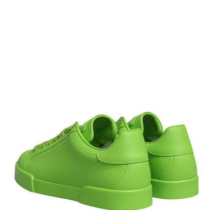 Dolce & Gabbana Green Leather Portofino Low Top Sneakers Shoes