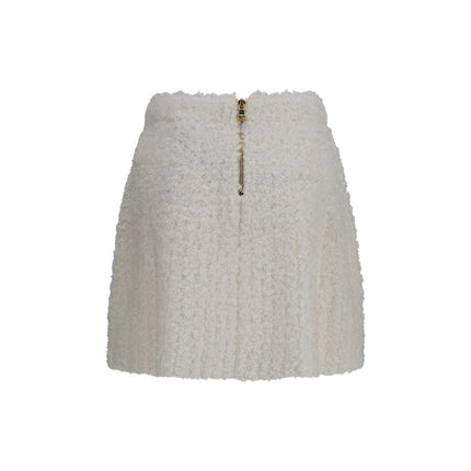 Balmain White Viscose Mini Skirt