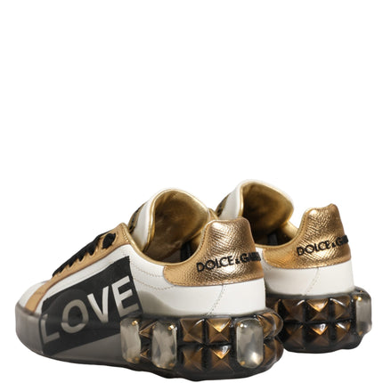 Dolce & Gabbana Multicolor Crystal StuddedLOVE Sneakers Shoes