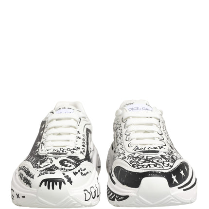 Dolce & Gabbana White Daymaster Graffiti Low Top Sneakers Shoes