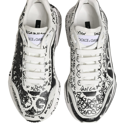 Dolce & Gabbana White Daymaster Graffiti Low Top Sneakers Shoes