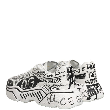 Dolce & Gabbana White Daymaster Graffiti Low Top Sneakers Shoes