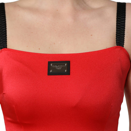 Dolce & Gabbana Red Nylon Blend Cady Sleeveless Mini Dress