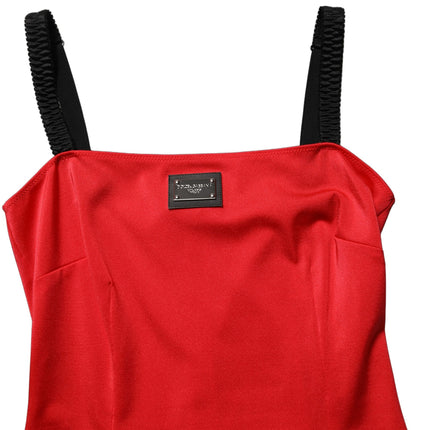 Dolce & Gabbana Red Nylon Blend Cady Sleeveless Mini Dress
