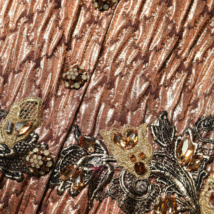Dolce & Gabbana Brown Metallic Crystal Evening Gown Dress
