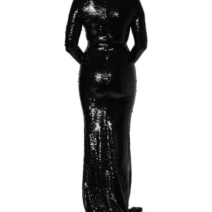 Dolce & Gabbana Black Bodycon Mermaid Sequinned Gown Dress