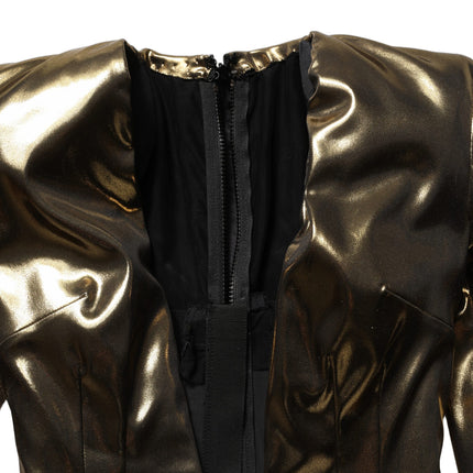 Dolce & Gabbana Gold Plunging Neckline Sheath Mini Dress