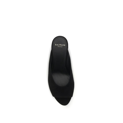 Balmain Black Goatskin Mules