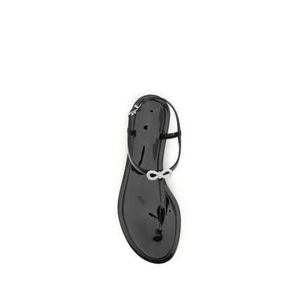 MACH & MACH Black Rubber Flat Sandals