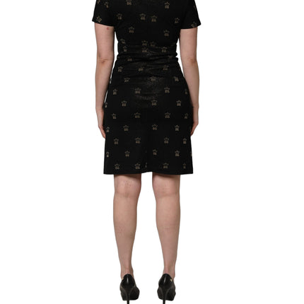 Dolce & Gabbana Black DG Crown Short-Sleeve Sheath Dress