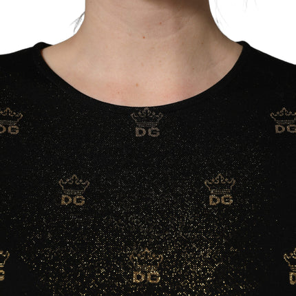 Dolce & Gabbana Black DG Crown Short-Sleeve Sheath Dress