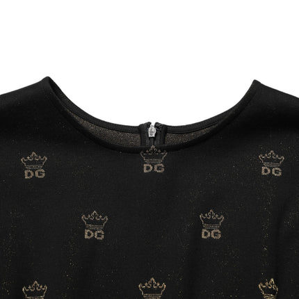 Dolce & Gabbana Black DG Crown Short-Sleeve Sheath Dress