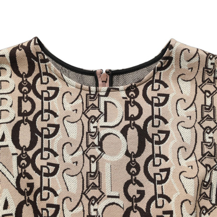 Dolce & Gabbana Brown DG Logo Chain Short-Sleeve Sheath Dress