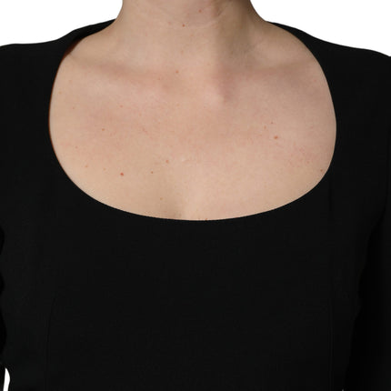 Roberto Cavalli Black Long Sleeves Scoop Neck Mini Dress