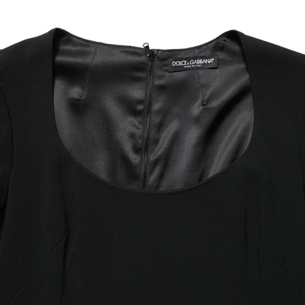 Roberto Cavalli Black Long Sleeves Scoop Neck Mini Dress