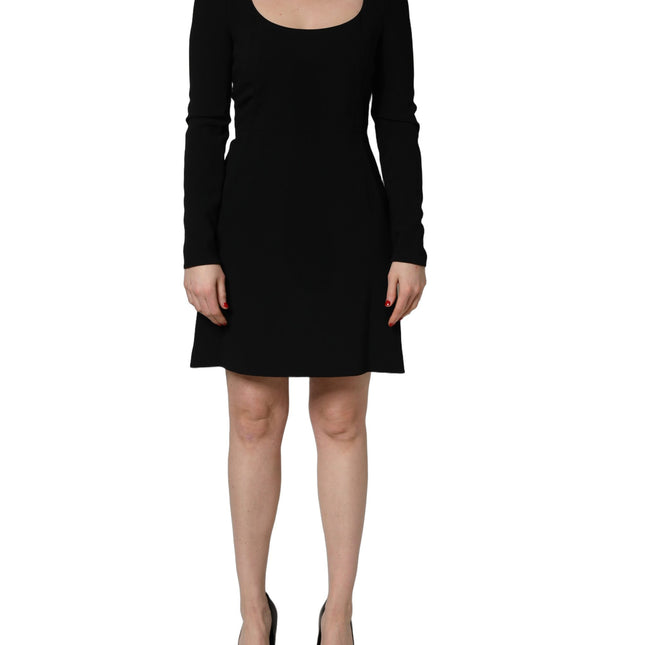 Roberto Cavalli Black Long Sleeves Scoop Neck Mini Dress